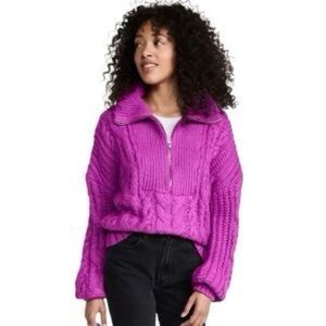 NWT For Love & Lemons Andie Zip Front Sweater  Small OVERSIZED $389